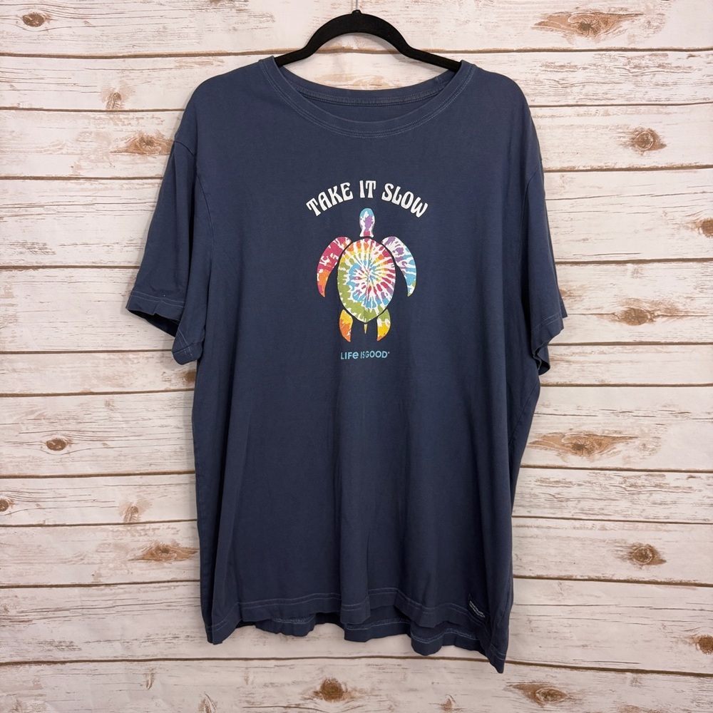 Life is Good Navy Blue Men’s Turtle Short Sleeve Graphic Tee T-shirt